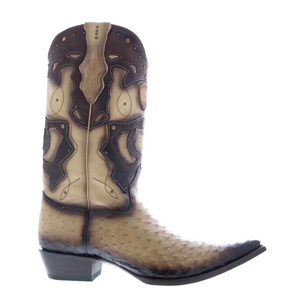 Los Altos Mens 3X Toe Ostrich Brown Boots (NWT)